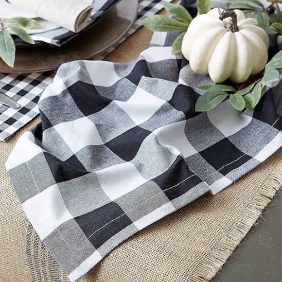 Black and White Buffalo Check Table Runner - Picture 5 of 7